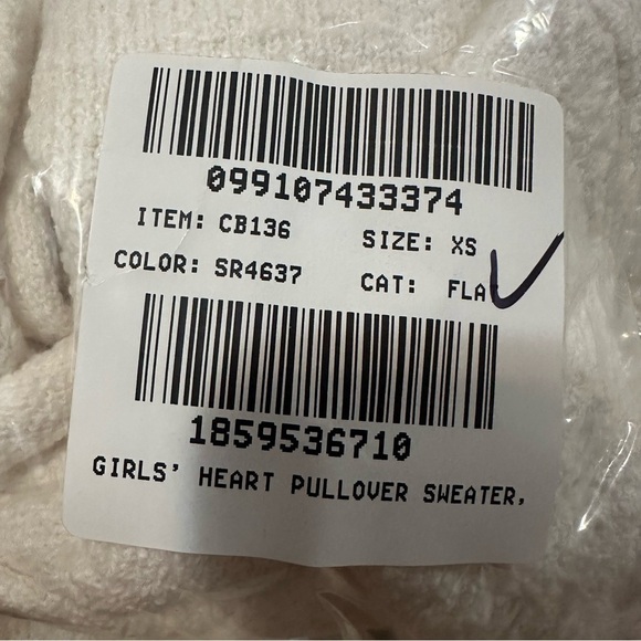 J crew Girls' heart pullover sweater Ivory Warm Brandy Heart - Picture 2 of 2